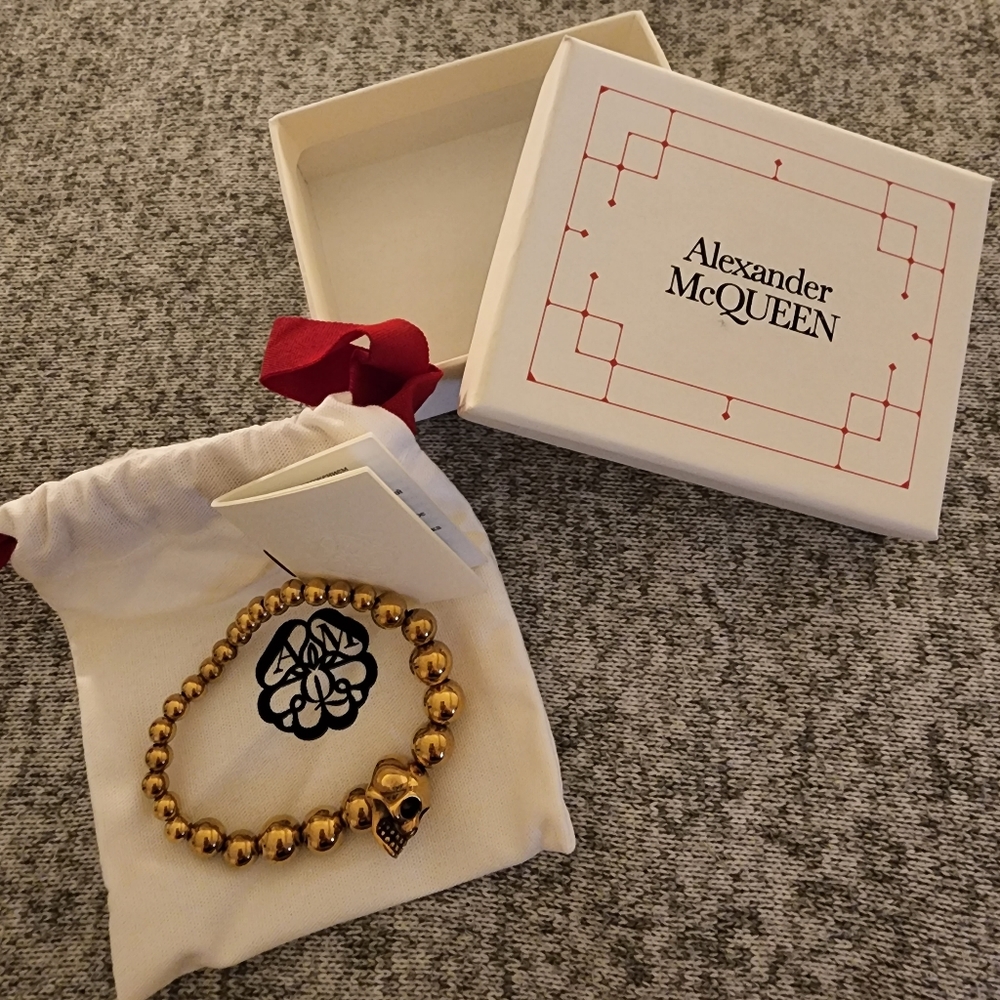 Alexander McQueen Skull Bracelet Gold Tone